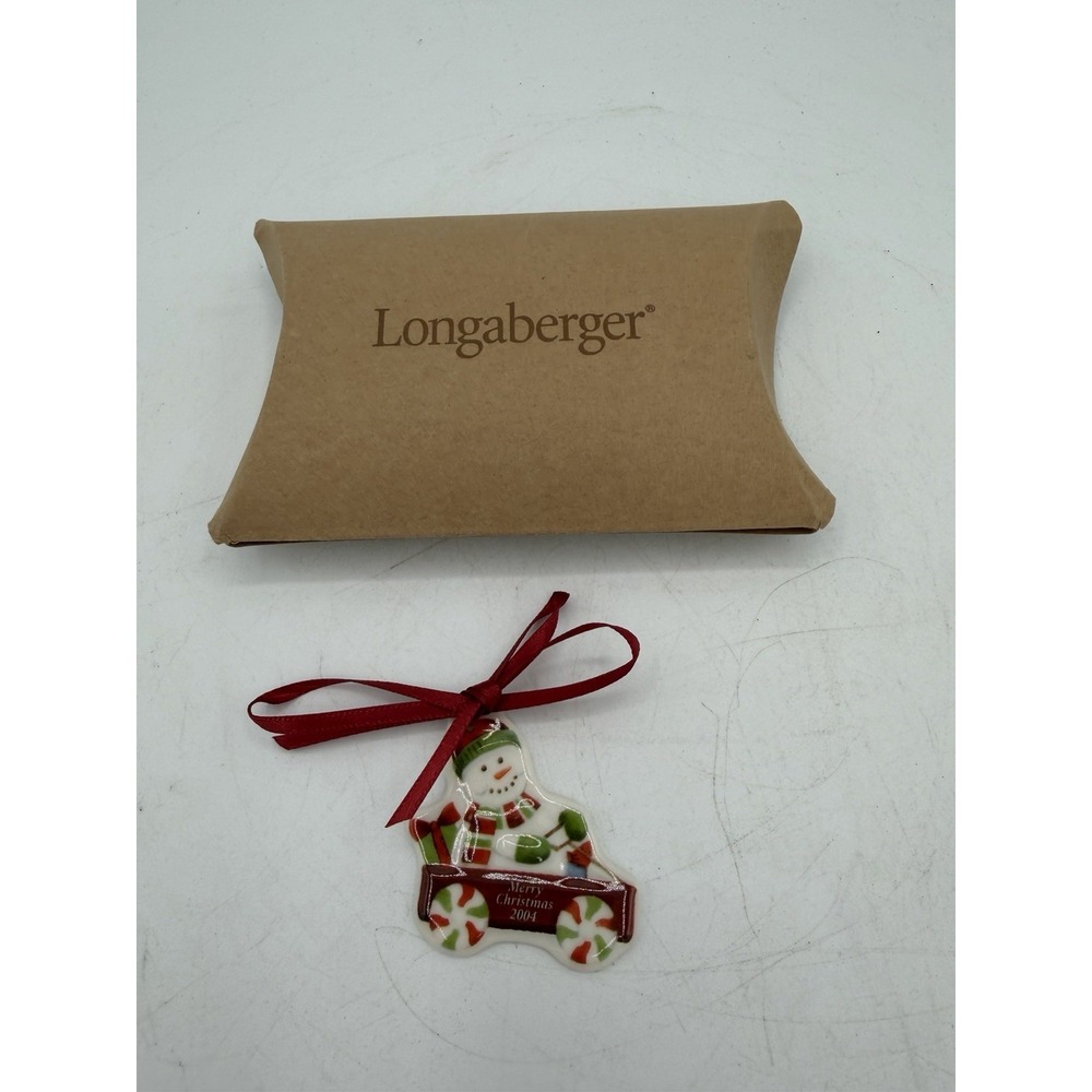 Longaberger Pottery 2004 "Merry Christmas" Tie‑On 🎄🎀 – NIP – Holiday Accent